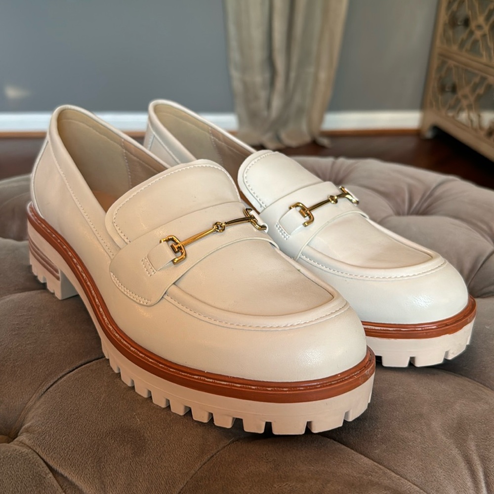 Cream Lug Sole Loafers